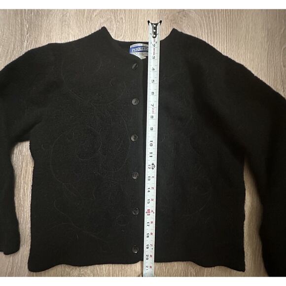 Vintage‎ Pendleton|Wool Cardigan|Button Up|Black|SZ L - Picture 6 of 9